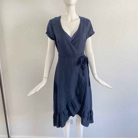 knee length dresses for ladies White Linen Maxi Dress A-Line main image 1